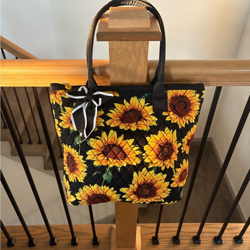 Sunflower Pattern Quilted Tote Bag